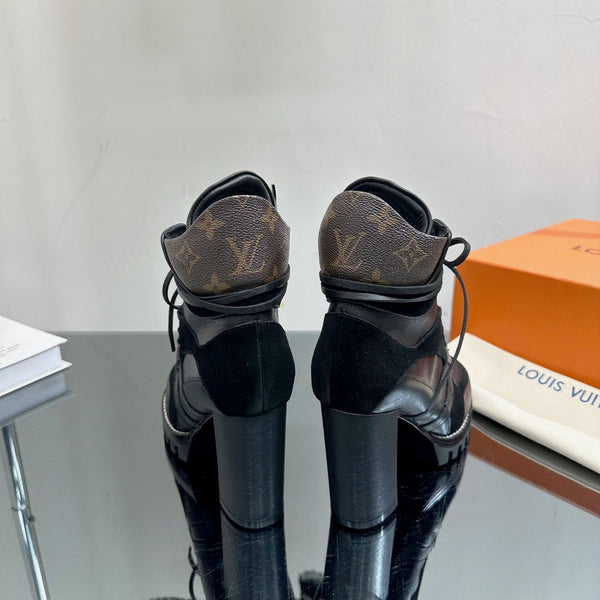 LV Star Trail Ankle Boot 90mm Black Cowhide Mix Suede