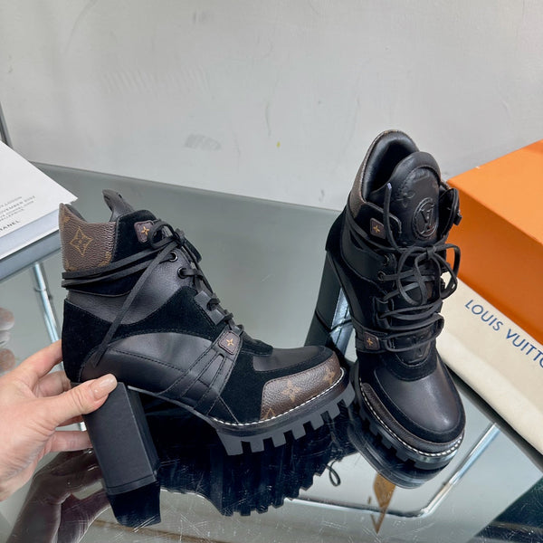 LV Star Trail Ankle Boot 90mm Black Cowhide Mix Suede