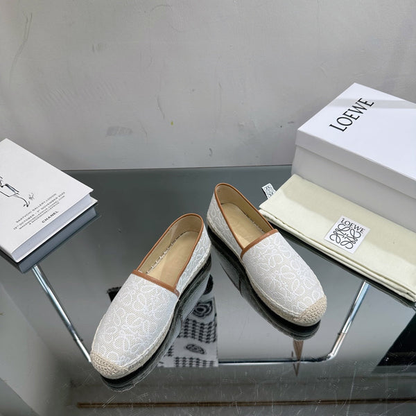 Espadrillas Loew Anagram in pelle bianca e marrone e tela