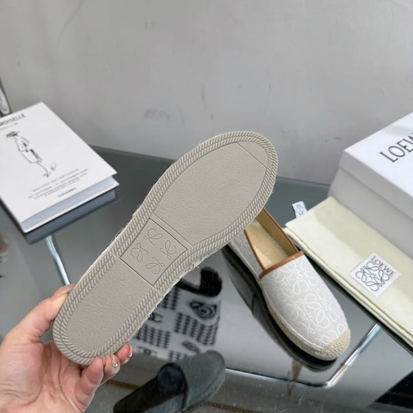 Espadrillas Loew Anagram in pelle bianca e marrone e tela