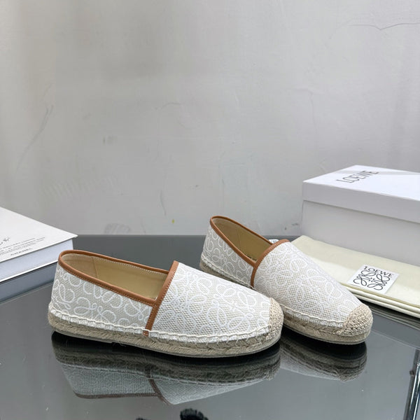 Espadrillas Loew Anagram in pelle bianca e marrone e tela