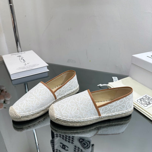 Espadrillas Loew Anagram in pelle bianca e marrone e tela