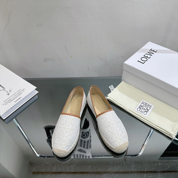 Espadrillas Loew Anagram in pelle bianca e marrone e tela