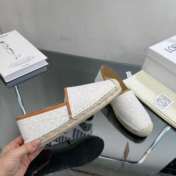 Espadrillas Loew Anagram in pelle bianca e marrone e tela