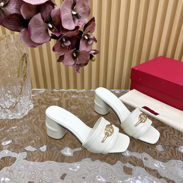 High Heel 70 Mule Sandal The Bold Edition Vlogo Square Toe White