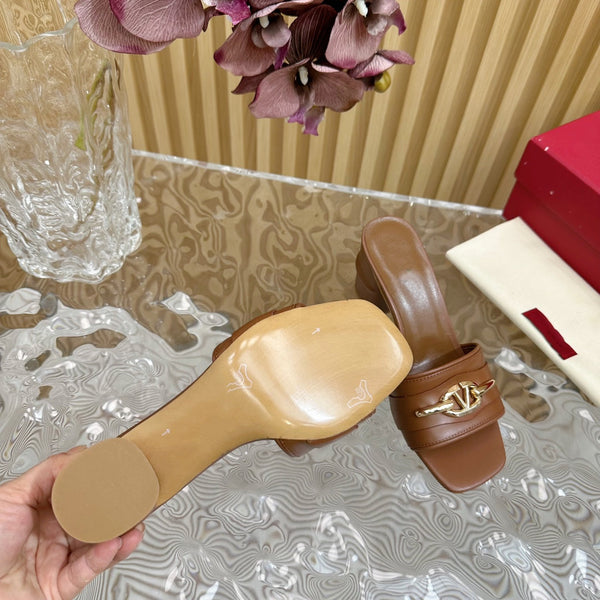 High Heel 70 Mule Sandal The Bold Edition Vlogo Square Toe Brown