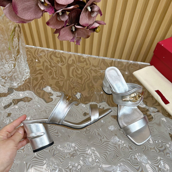 High Heel 70 Sandal The Bold Edition Vlogo Square Toe Silver
