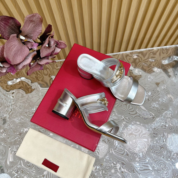 High Heel 70 Sandal The Bold Edition Vlogo Square Toe Silver