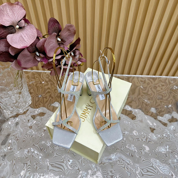 Jimmy Azie 85 In Silver Cowhide Sandals 581529