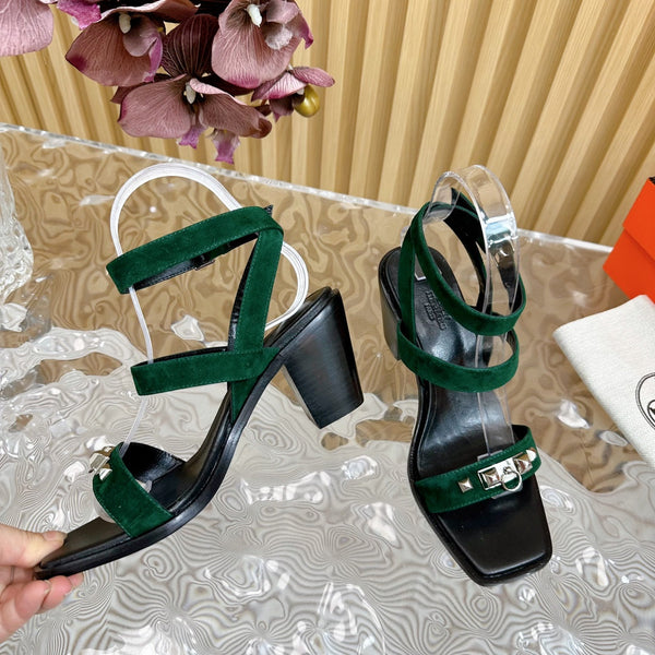 hm iveresse sandal 65 dark green suede calfskin black calfskin