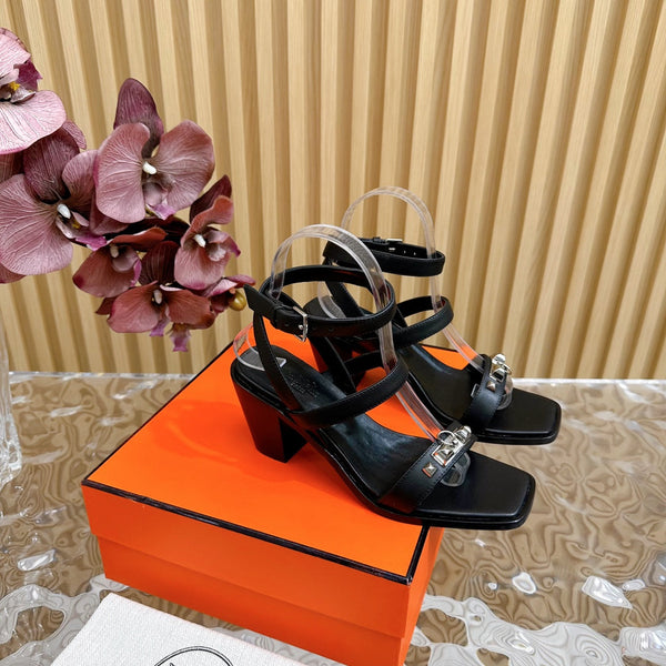hm iveresse sandal 65 black calfskin