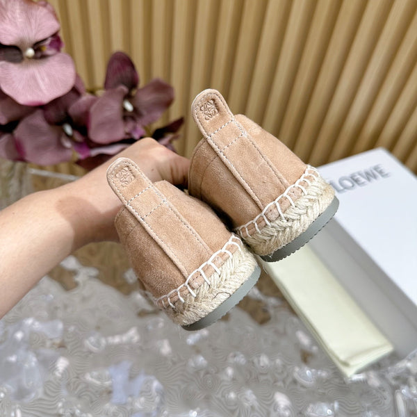 Espadrillas Loew Anagram in pelle scamosciata marrone chiaro e vitello nero