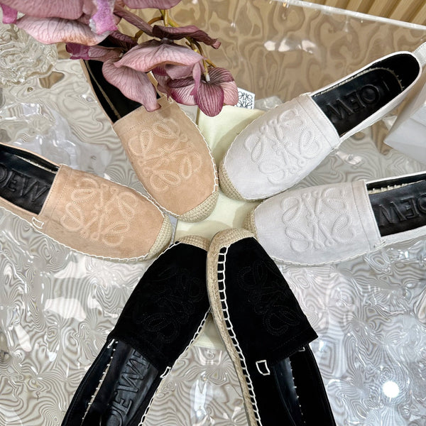 Espadrillas Loew Anagram in pelle scamosciata marrone chiaro e vitello nero