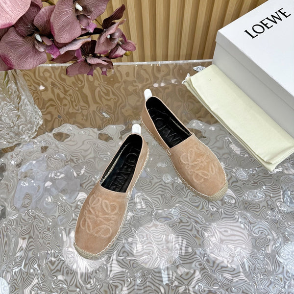 Espadrillas Loew Anagram in pelle scamosciata marrone chiaro e vitello nero