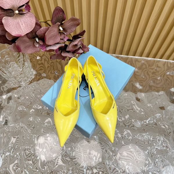 DÉCOLLETÉ PRA IN PELLE DI VITELLO SPAZZOLATA COLOR LIMONE