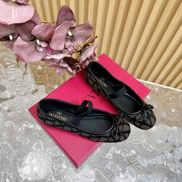 Ballerina In Toile Iconographe 20mm In Black Mix Earth Brown Cotton Canvas And Lambskin 102826