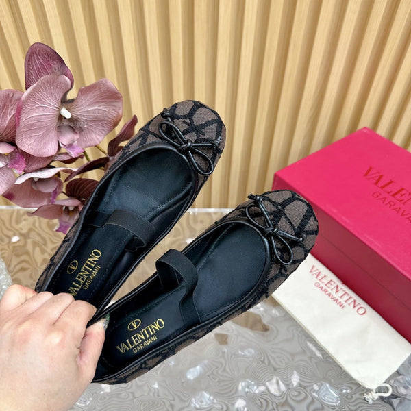 Ballerina In Toile Iconographe 20mm In Black Mix Earth Brown Cotton Canvas And Lambskin 102826