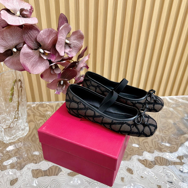 Ballerina In Toile Iconographe 20mm In Black Mix Earth Brown Cotton Canvas And Lambskin 102826