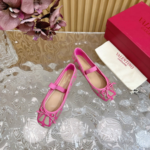 Ballerina In Toile Iconographe 20mm In Lotus Pink Mix Grey Brown Cotton Canvas And Lambskin 102828