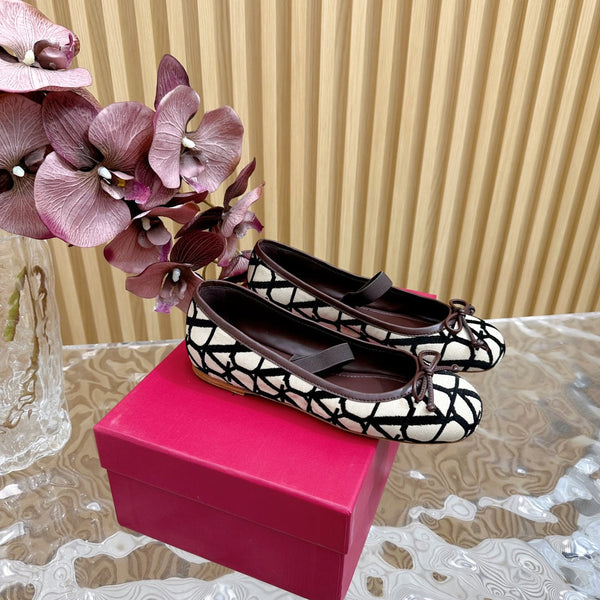 Ballerina In Toile Iconographe 20mm In Beige Mix Black Cotton Canvas And Lambskin 102834