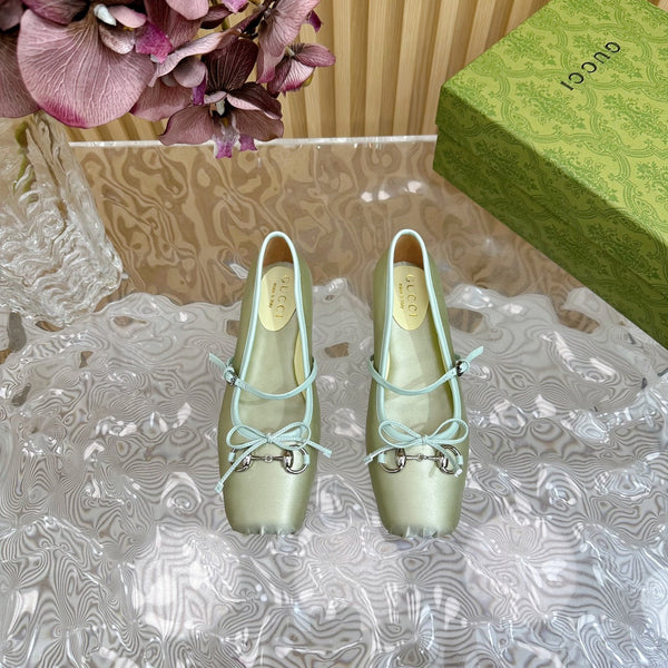 BALLET FLAT IN JADE GREEN SILK