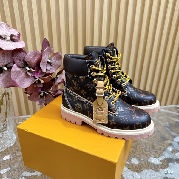Stivaletto alla caviglia LV x Timberland 6-In High End in pelle di vitello monogramma marrone scuro