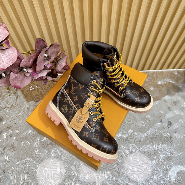 Stivaletto alla caviglia LV x Timberland 6-In High End in pelle di vitello monogramma marrone scuro