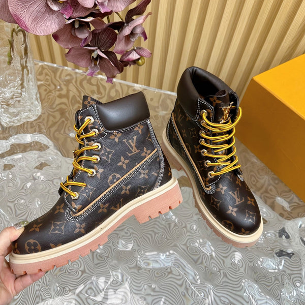 Stivaletto alla caviglia LV x Timberland 6-In High End in pelle di vitello monogramma marrone scuro