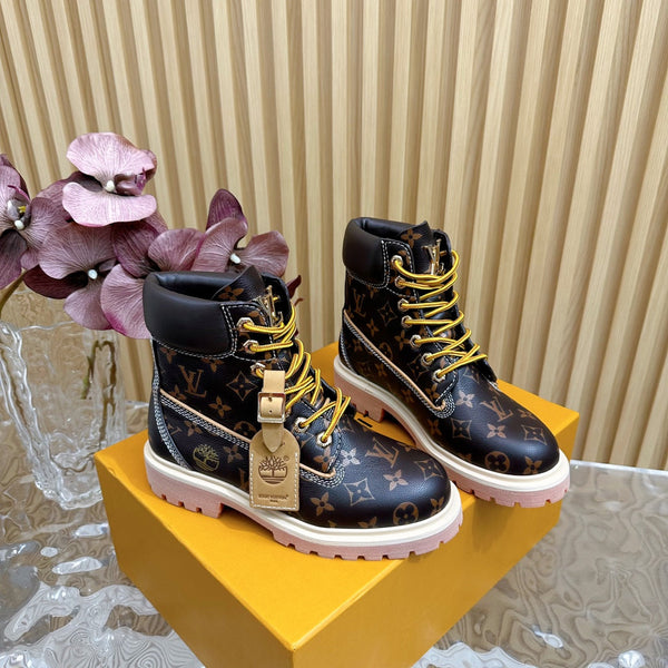 Stivaletto alla caviglia LV x Timberland 6-In High End in pelle di vitello monogramma marrone scuro