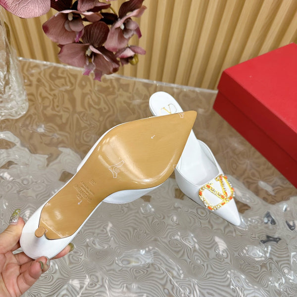 MULE ALTA CON DECOLLETE' 80MM PELLE DI VITELLO BIANCA