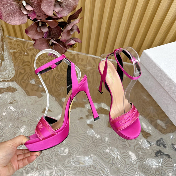 CD Dway Heeled Sandal 120mm Dark Pink Silk And Lambskin