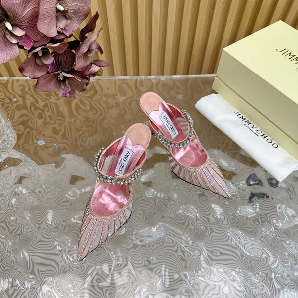 Jimmy Choo 105mm Studded High Heel Pumps Pink Cowhide