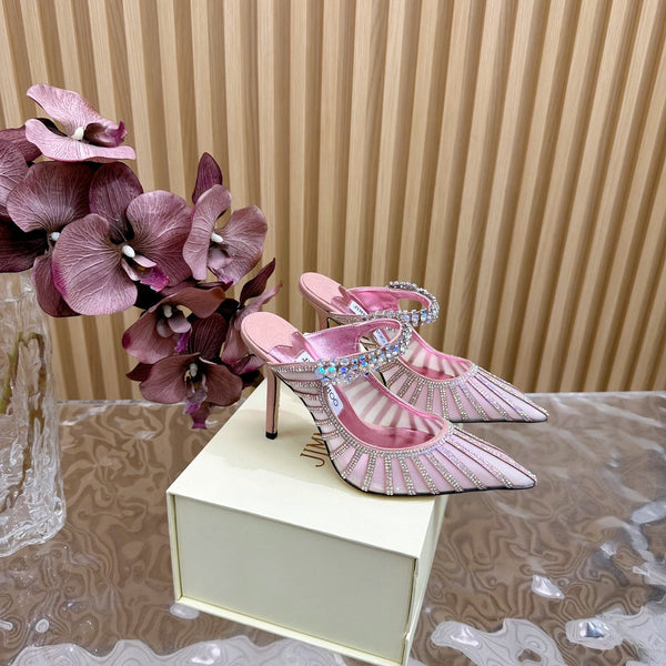 Jimmy Choo 105mm Studded High Heel Pumps Pink Cowhide