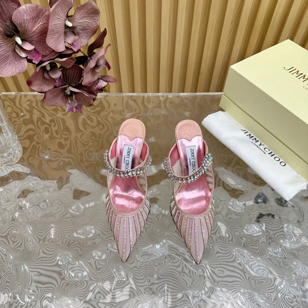 Jimmy Choo 105mm Studded High Heel Pumps Pink Cowhide
