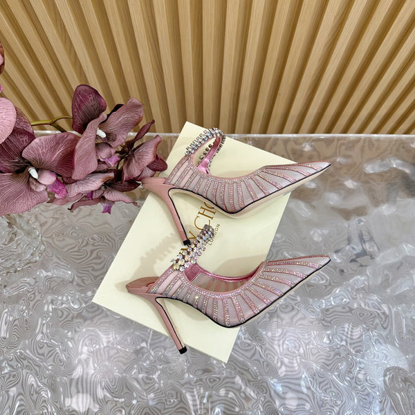 Jimmy Choo 105mm Studded High Heel Pumps Pink Cowhide