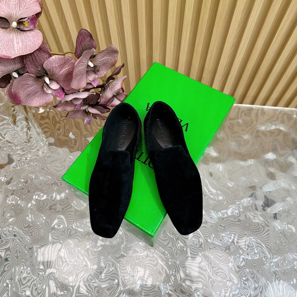 BV Grained Black Suede Calfskin Adamo Slippers 957399