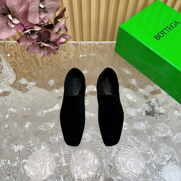 BV Grained Black Suede Calfskin Adamo Slippers 957399