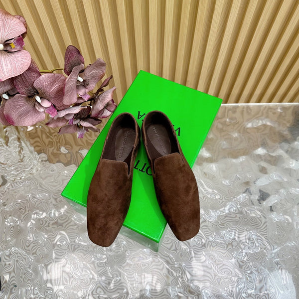 BV Grained Chocolate Suede Calfskin Adamo Slippers 957401