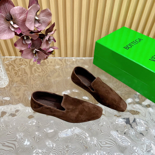 BV Grained Chocolate Suede Calfskin Adamo Slippers 957401