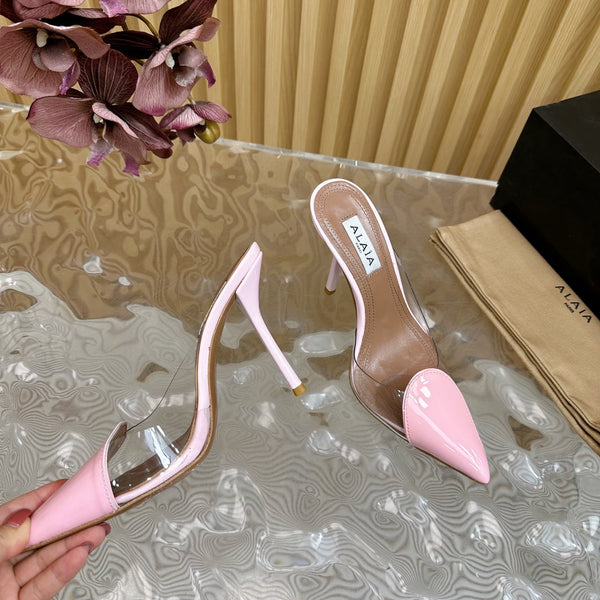 Alaila Mule 100mm In Pink Lambskin 957209