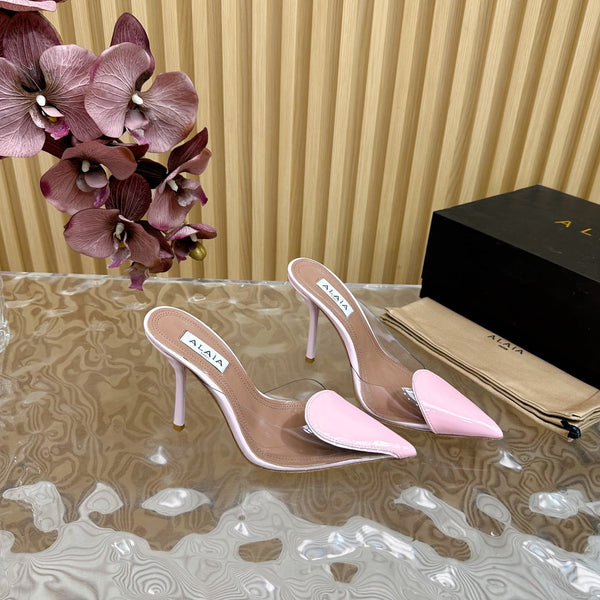 Alaila Mule 100mm In Pink Lambskin 957209