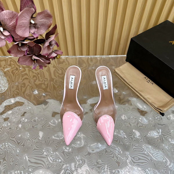 Alaila Mule 100mm In Pink Lambskin 957209