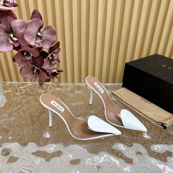 Alaila Mule 100mm In White Lambskin 957210