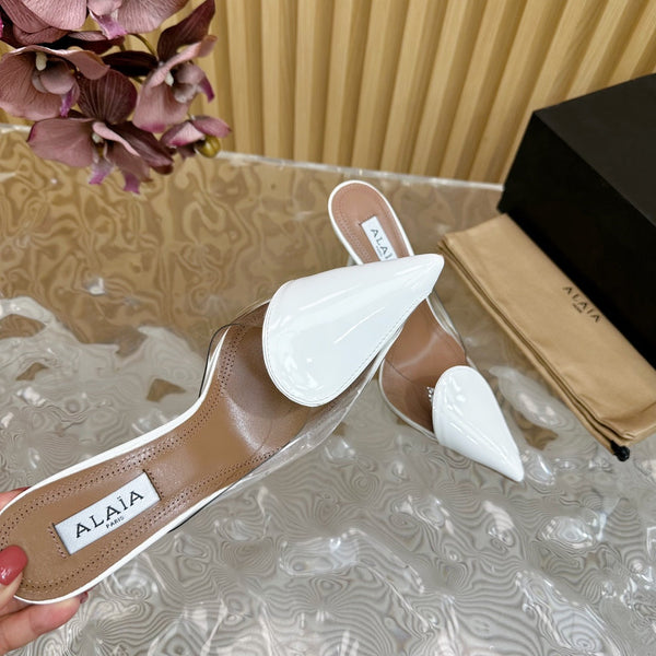 Alaila Mule 100mm In White Lambskin 957210