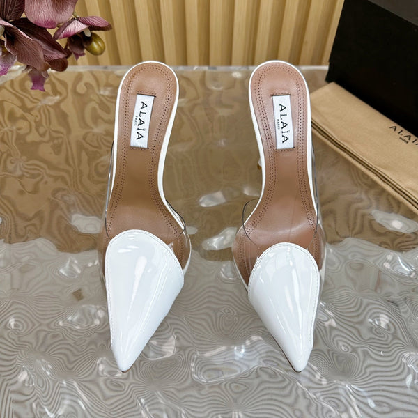 Alaila Mule 100mm In White Lambskin 957210