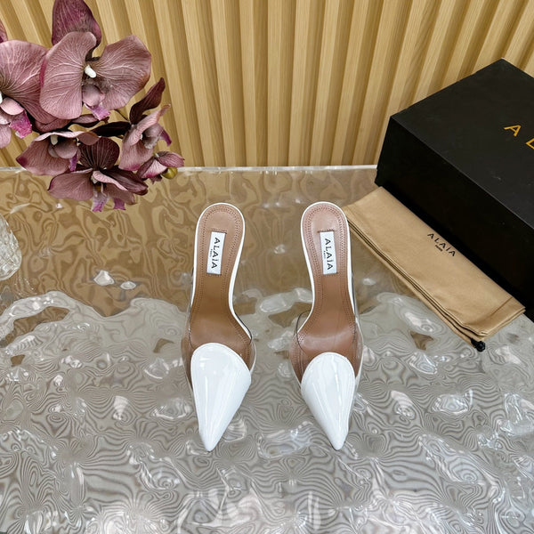 Alaila Mule 100mm In White Lambskin 957210