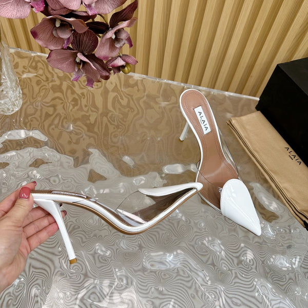 Alaila Mule 100mm In White Lambskin 957210