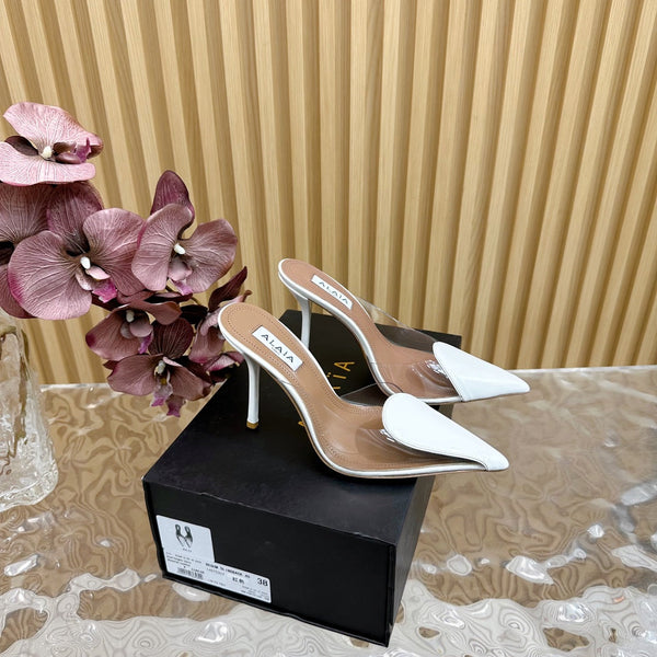 Alaila Mule 100mm In White Lambskin 957210