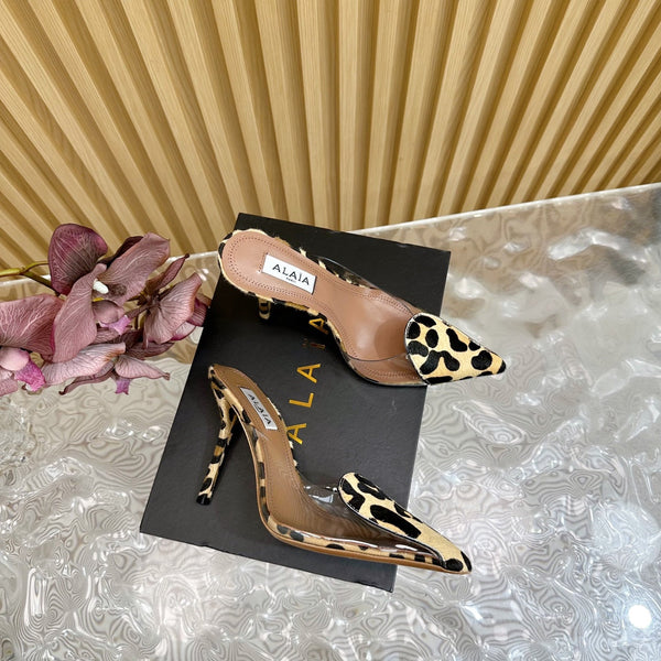 Alaila Mule 100mm In Light Yellow Lambskin With Horse Hair 957211