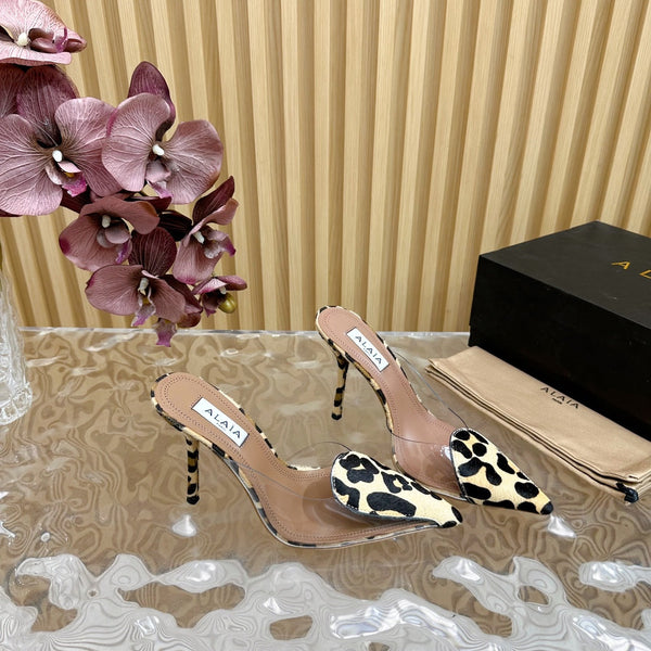 Alaila Mule 100mm In Light Yellow Lambskin With Horse Hair 957211